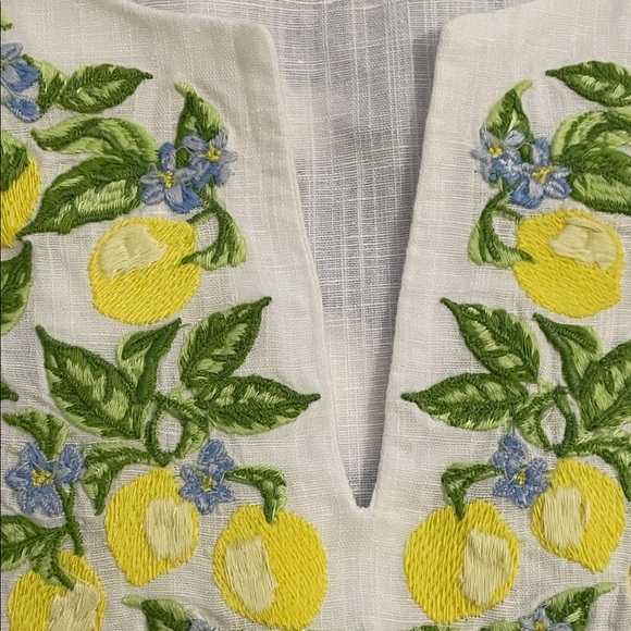 Talbots White Linen Cotton Embroidered Blouse Top Womens Size Large - Picture 12 of 12